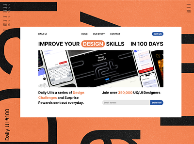 Daily UI 100 - Redesign Daily UI 100 bento bentoui bold brand branding challenge daily dailyui design designer minimalism orange rebrand redesign refresh typo typography ui ux