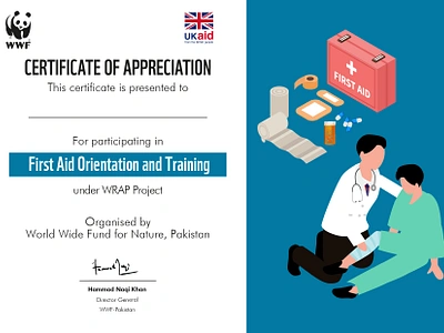 Certificate/Banner- WWF-Pakistan, UK-aid branding graphic design logo ui