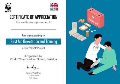 Certificate/Banner- WWF-Pakistan, UK-aid branding graphic design logo ui