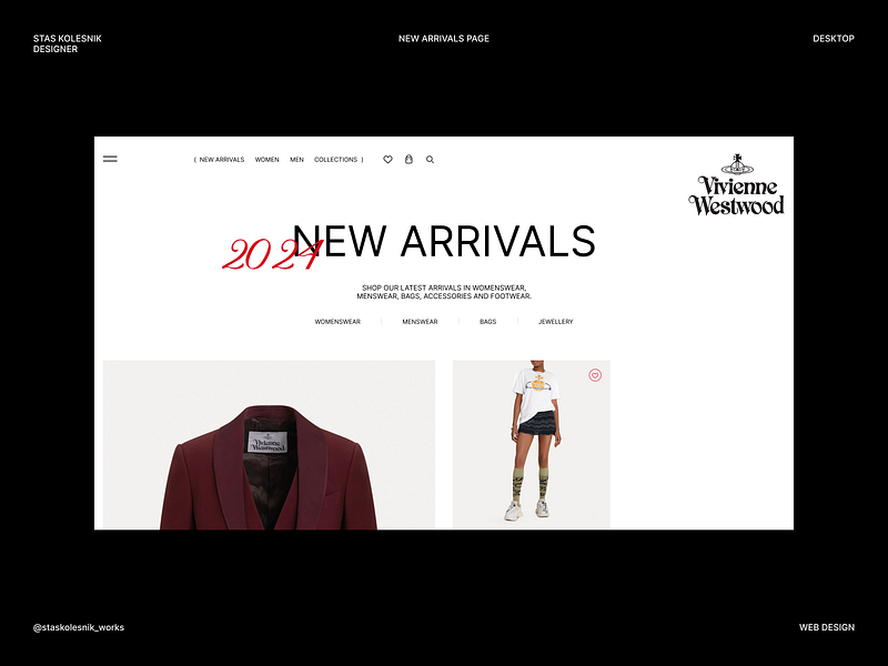 New Arrivals page / Design Concept / Vivienne Westwood 3d animation branding concept design figma graphic design landing layout logo mobile motion graphics shop typography ui ui design ux ux design web web design