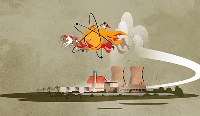The power of the SUN! design editorial illustration illustrator magazine minimalist nuclear plant power technology texture vector