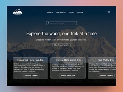 A Website for Modern Trekking Adventures (Landing page) 3d animation app app ui branding dashboardui design graphic design illustration landing page design logo motion graphics redesign trending ui ux vector web design website