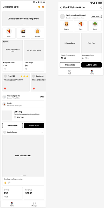 A food Website Wireframe design (Figma) figma design food website food website wireframe design