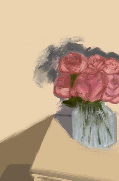 Roses are pink digitalart graphic design llustration naturmorte painting prints