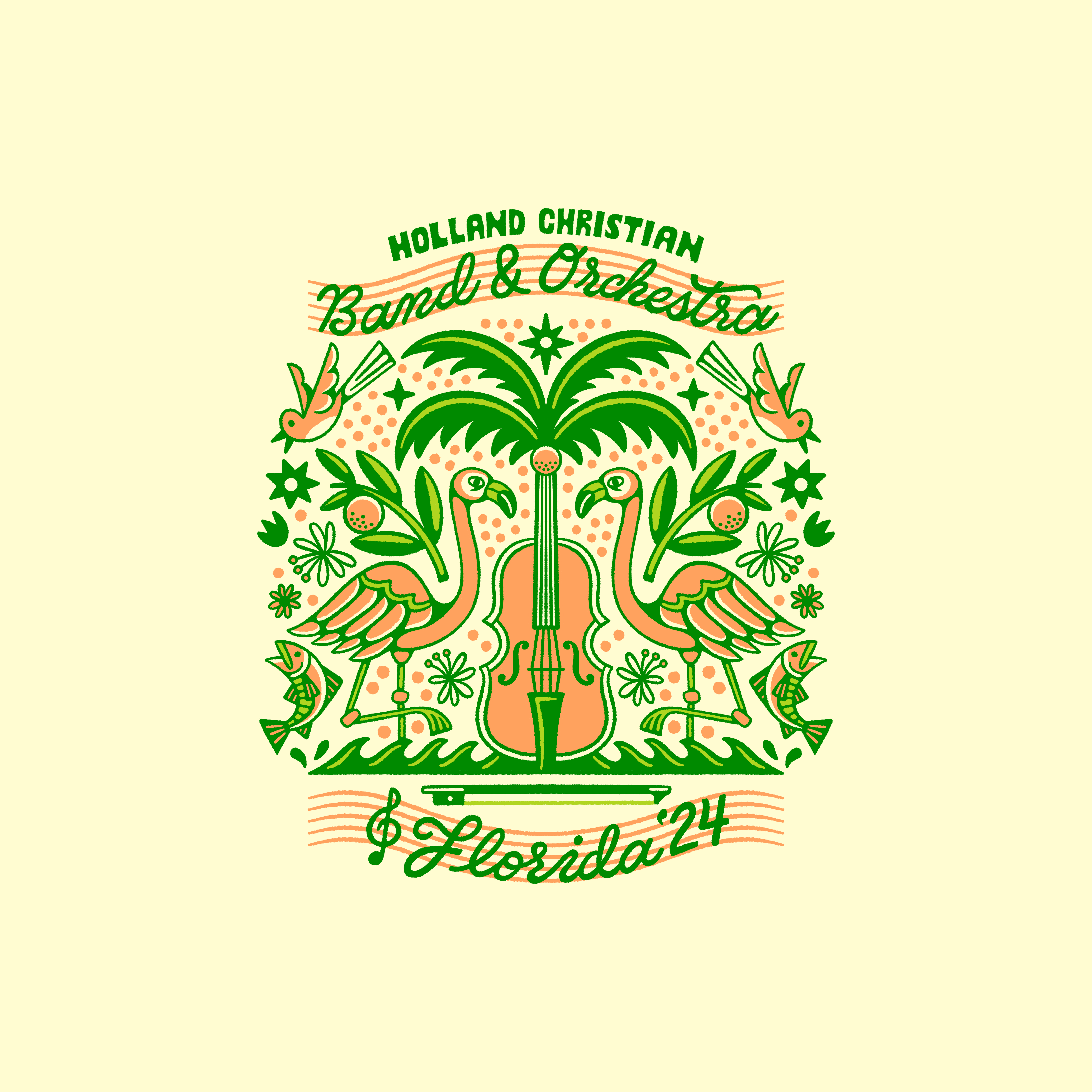 Florida Band & Orchestra Trip band bird break fish flamingo florida orange orchestra palm spring tropical violin