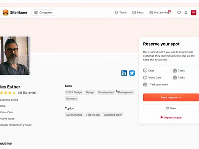 Skill Exchange Application clean minimalistic playfull ui web design