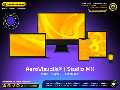 Aerovisualis Studio | Branding + Visuals for RRSS agency app design audio branding brutalism design devices freelance interactive interface ixd logo mexico product design prototype studio ui ux visual web design