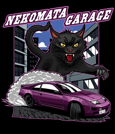 Nekomata Garage Illustrations apparel automotive branding car clothing commission design graphic design illustration logo tshirtdesign vector vehicles