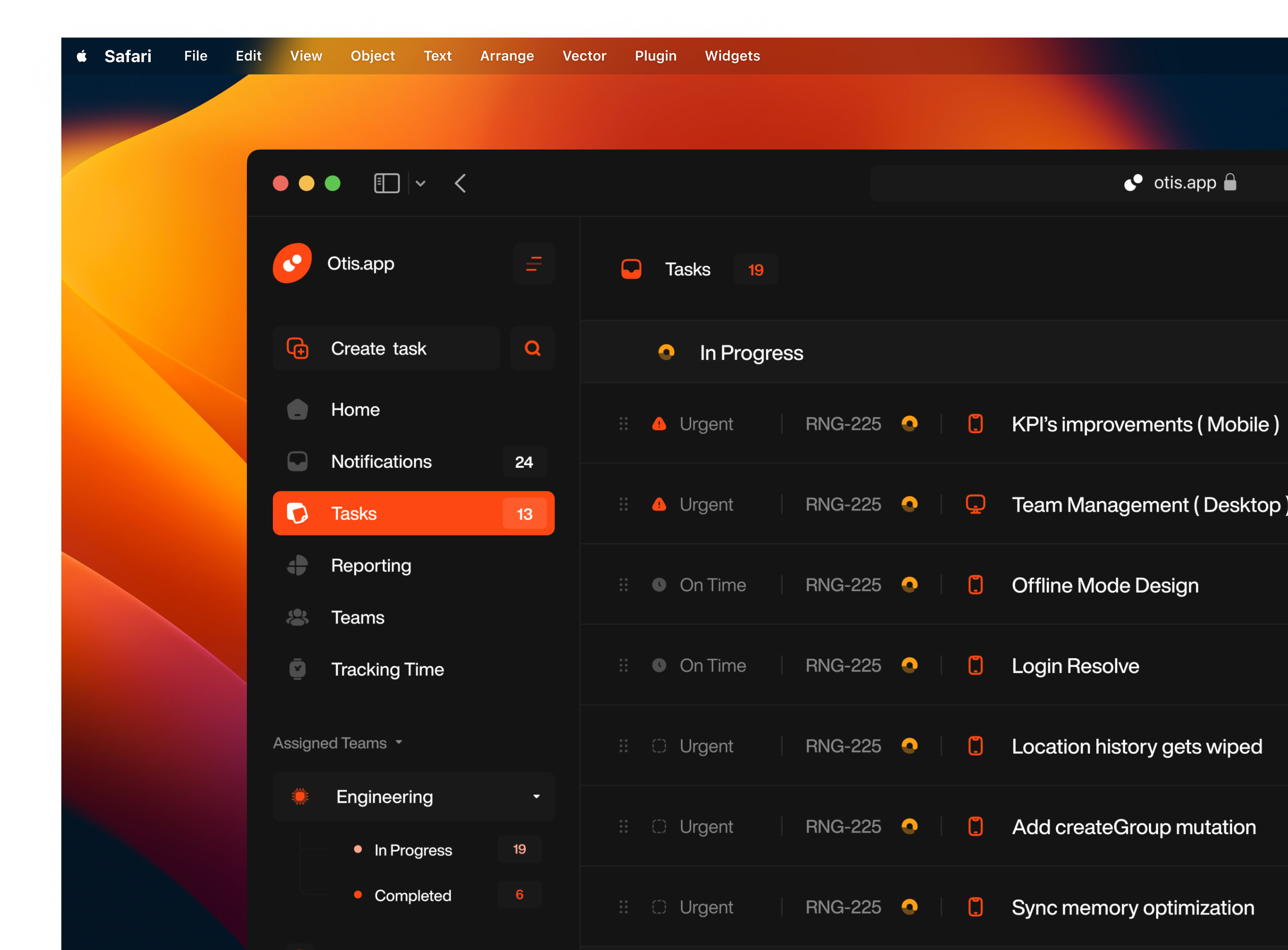 Dashboard - Tracking Tool application asana dashboard design in progress ios linear navigation tasks tracking time ui user interface web application widget