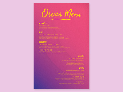 2024 Oscars Menu barbie design graphic design layout design oscars typography