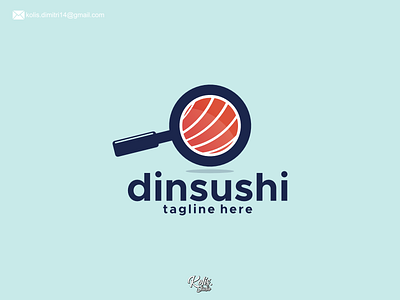 Magnifying Glassa And Sushi Logo Design company company logo food logo graphic design logo logo combination logo design logo ideas logo type logos sushi logo