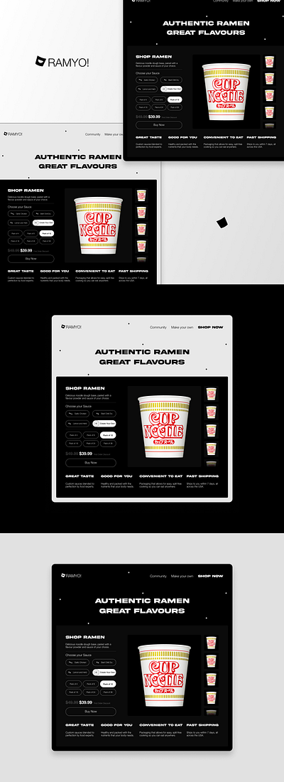 Ramen Brand - Website + Logo Work 3d animation branding daily food graphic design hero landing logo motion graphics page ramen ui ux