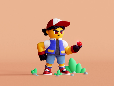 Chibi Hero 2/3 3d 3dart animation ash c4d character character animation chibi design illustration motion graphics pokeball pokemon render