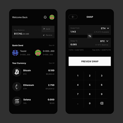 Crypto Wallet Concept app design app ui crypto design crypto ui crypto wallet mobile design mobile ui ui design