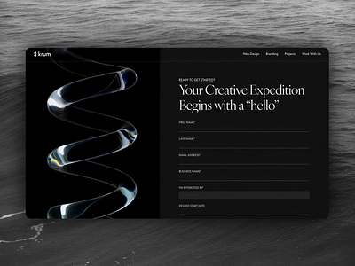 Website Contact Form for Krum Marketing 3d animation branding contact form dark forms glass graphic design logo motion graphics portfolio ui web design