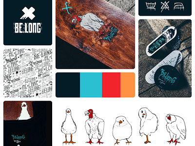 Be.Long Branding birds branding clothes hangtag illustration logo longboard street streetwear textures tshirt