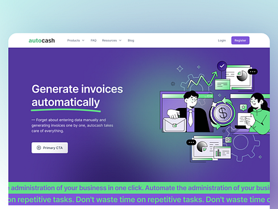 Autocash landing page fintech landing page ui ux