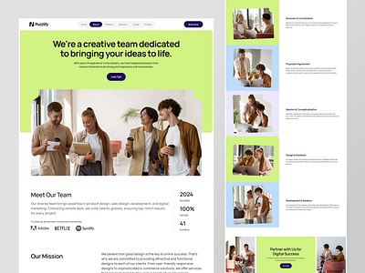 About - Puzzlify Website Agency about agency clean collaboration design landing page misson portfolio team ui web website work