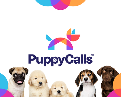 PuppyCalls Logo brand branding design graphic design house icon illustration limitless logo logo design logotype mark puppy symbol telephone