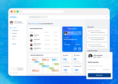 Doctor Dashboard admin booking call care chat crm dashboard design doctor health history hospital medical nurse patient schedule ui ux vidoe web