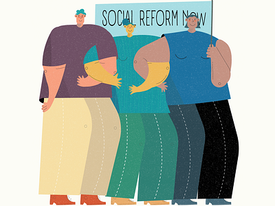 Social Reform Now. editorial illustration illustration parade people holding hands people locking arms social reform illustration