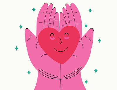 Self Care. editorial illustration hands holding heart illustration self care self love vector illustration