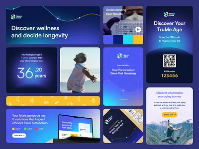 Branding Assets for a Bio Science Company bento biology bioscience brand design branding cards design design system dna landing page product card science ui uiux ux uxui