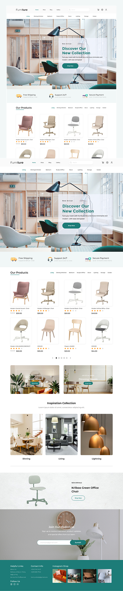 Furniture Website Landing Page UX/UI Design furniture landingpge uiux webdesign