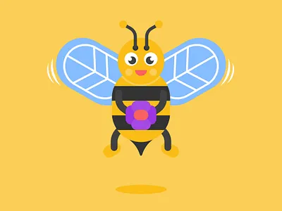Little bee character design digital art flat design geometric graphic design illustration 2d kidlit print design vector art