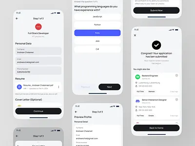 Accelify - Search Job App (Applying Job Flow) app app design clean find job job portal job portal mobile mobile job app search job ui ux