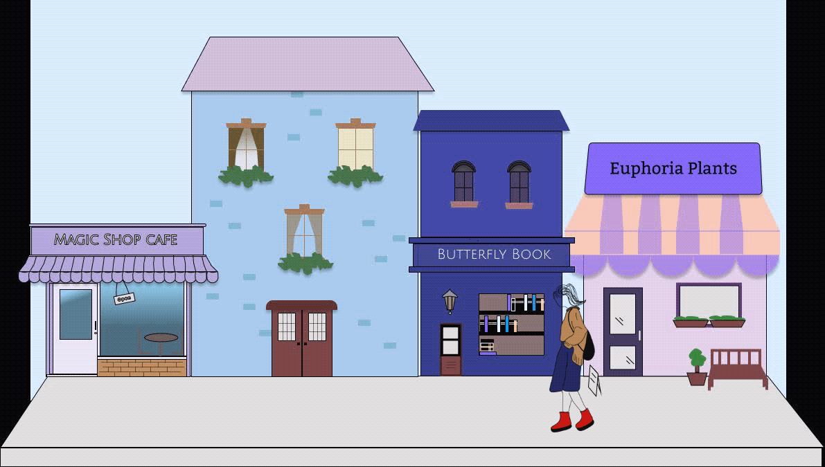 A walk down the street animation ui