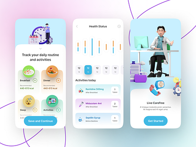 Daily Routine Management Mobile App activity management branding colorful ui daily routine graphic design health management landing page logo management routine tracking mobile app ui website