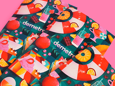 Demetres | 2023 Summer Menu art artwork demetres dessert editorial design handmade illustration menu picnic summer texture toronto