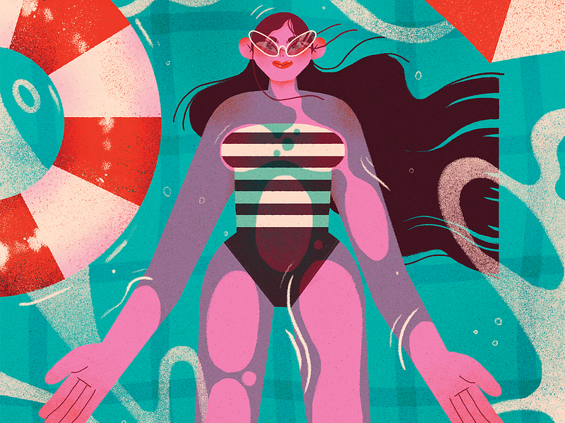 Demetres | Bill Card 03 art artwork bill card character character design demetres editorial illustration handmade illustration summer swimmer swimming swimming pool toronto