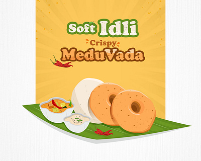 soft idli crispy meduvada banner ads branding design graphic design icon illustration logo vector