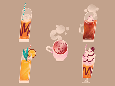 Demetres | Spot Illustrations 03 art artwork cocktails coffee demetres dessert drinks handmade illustration spot illustration summer sweets