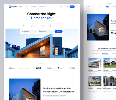 ProptyPal - Real Estate Landing Page animation branding graphic design landing page logo mockups motion graphics real estate ui user experience user flow user interfaces