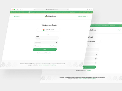 RiderRover - Horse Racing Website - Login & Signup Page clean details field forms green interface light login minimalist modals settings signin signup ui ux design web web design