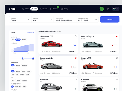 Sports Car Rental Platform - Cars listing booking app booking car car rent service car rental cars design dream car filllo gaming car racing car rent a car rental rental platform saas transport ui uiux web design webapp