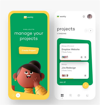 Workly App Redesign app design education figma management mobile ui design projects project management ui ui design workly