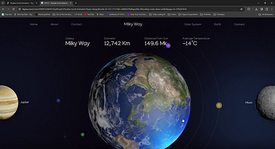 Exploration of the planets and stars in our galaxy 3d animation motion graphics ui