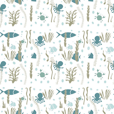 Fish sea pattern. Children's pattern on a blue background. background branding design drawn fabric fish graphic design illustration logo pattern typography wrapping paper