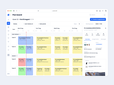 Planboard. Management system for installers. Calendar admin panel appointment calendar calendar dashboard dashboard date picker dates events management planboard product design project management saas saas calendar saas crm schudel task team calendar web dashboard web design