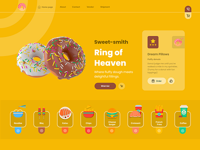 Web Page landing for donut selling company 3d animation art branding color colorpalette design graphic design illustration landing logo motion graphics typography ui uiux ux vector web