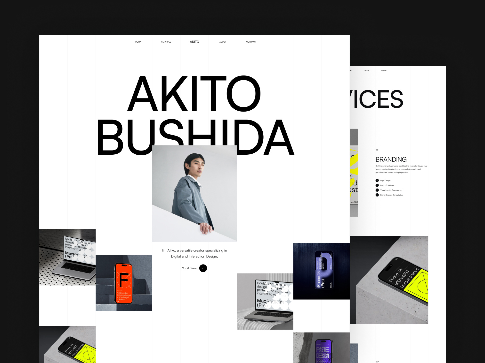 Akito - Portfolio Webflow Template agency branding design ecommerce framer freelancer portfolio template webdesign webflow website wordpress