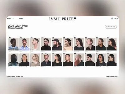 LVMH Prize Semi-finals branding digital fashion graphic design showroom ui ux
