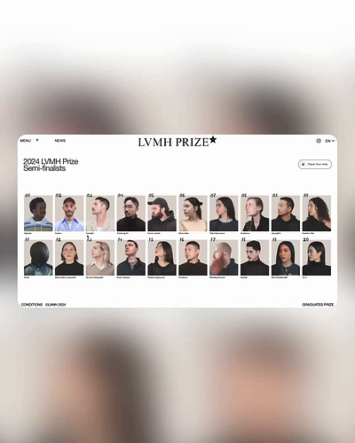LVMH Prize Semi-finals branding digital fashion graphic design showroom ui ux