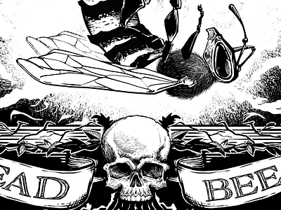 Dead Bees arch bees black and white design frame illustration ink pen and ink