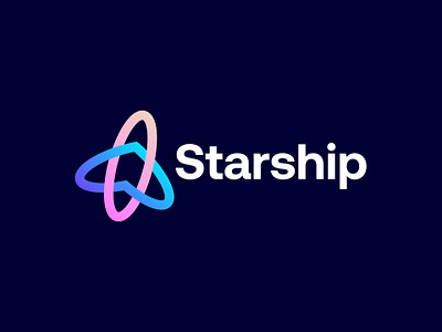 Starship branding colorful creative heart logo designs love shape modern rocket space logo space rocket logo star logo starship universe logo