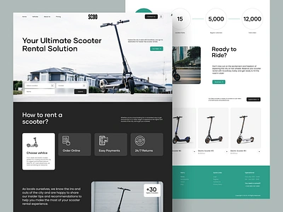 Scooter Rental Website booking clean electric landing page mobility online booking ride scooter ui web web design website website design